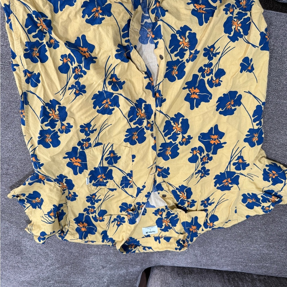 Hurley Yellow and Blue Floral Shirt